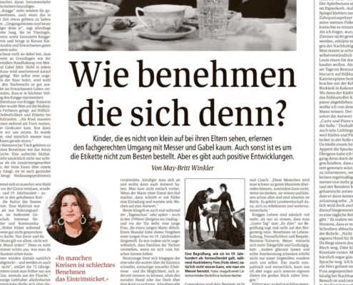Knigge und Umgangsformen, Interview Gabriela Meyer in Stuttgarter Zeitung